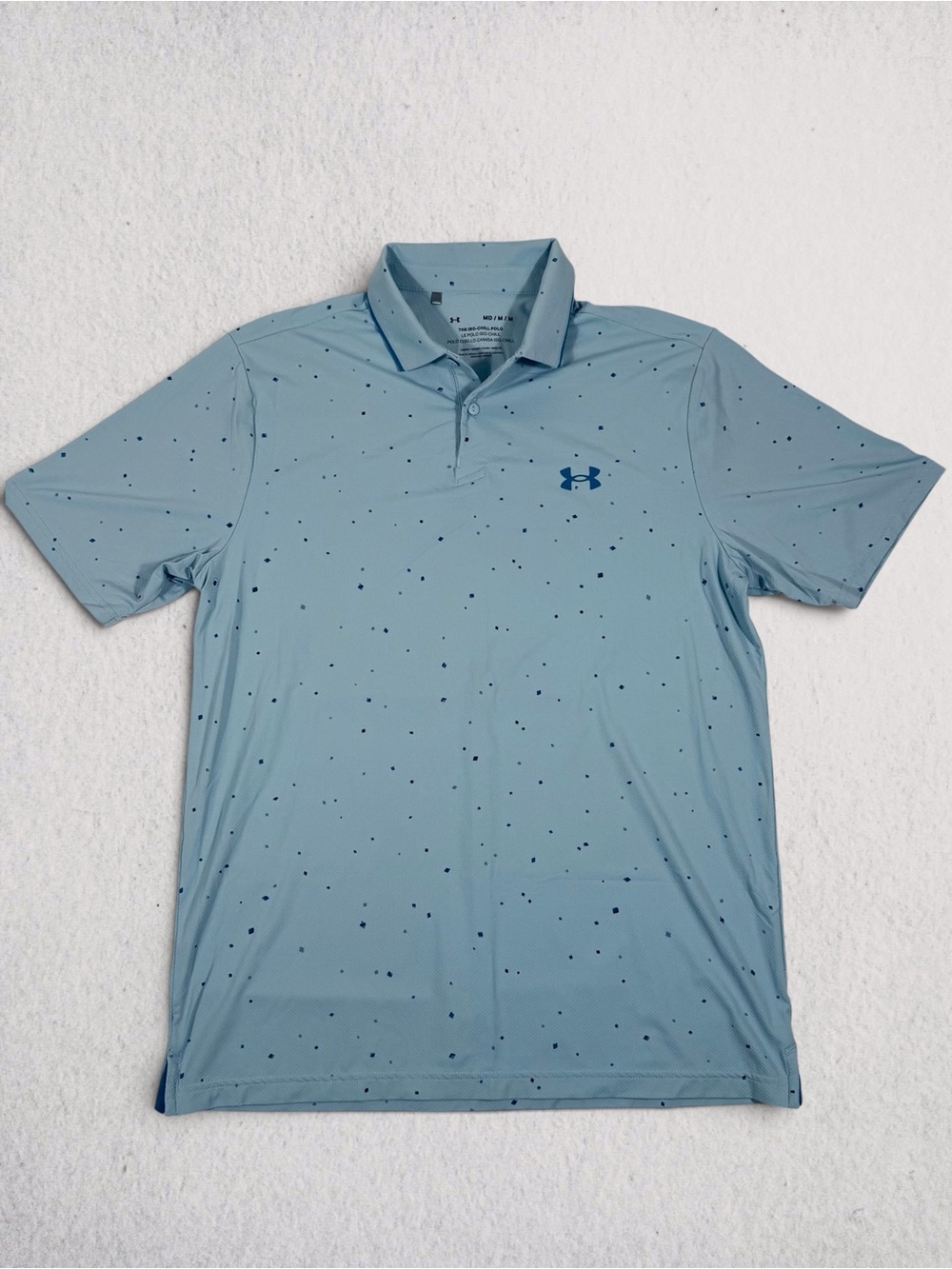 Under Armour Light Blue Golf Polo with Navy Speckle